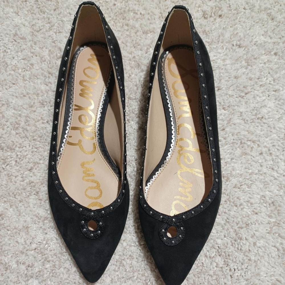 SAM EDELMAN 'Rini' Studded Suede Pointed Toe Flats - Picture 2 of 7